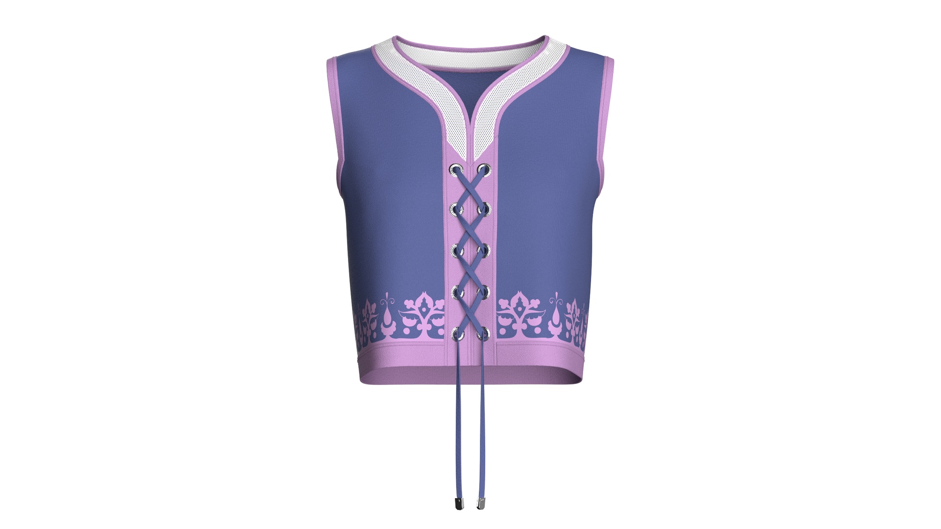 Media 1 for listing Girls Lace - Up Cropped Top With Mesh | High Poly