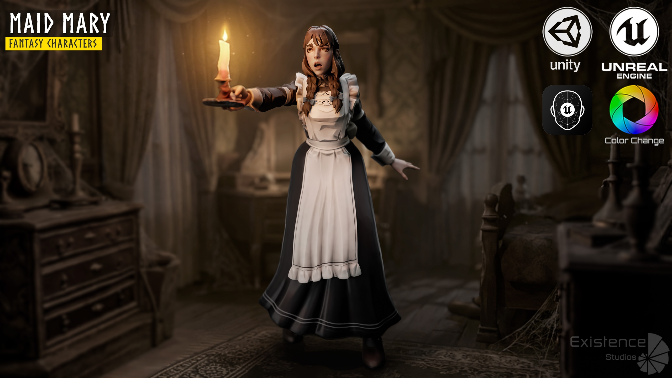 Media 1 for listing Maid - Housekeeper Mary - Stylized Fantasy Character