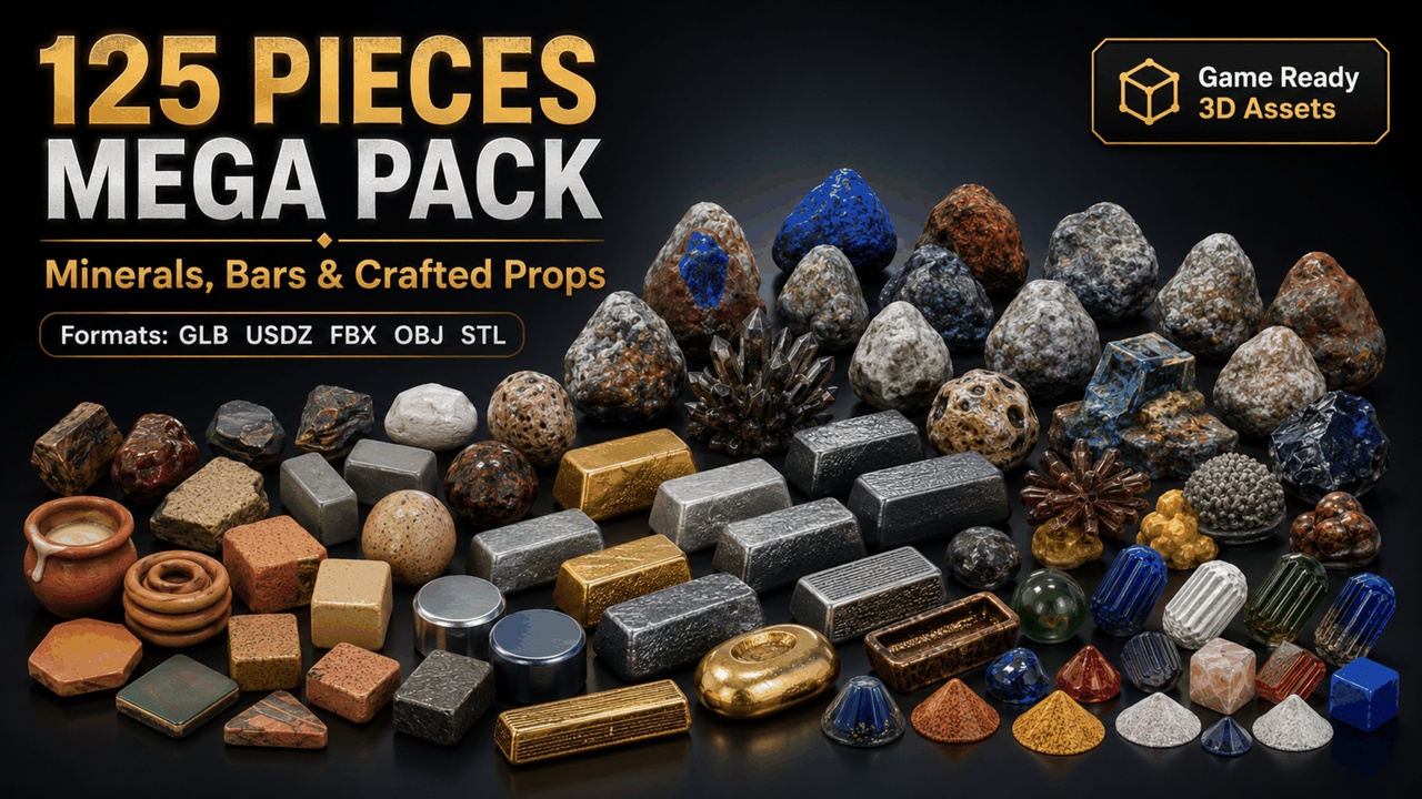 Media 1 for listing 125 Minerals & Bars 3D Props