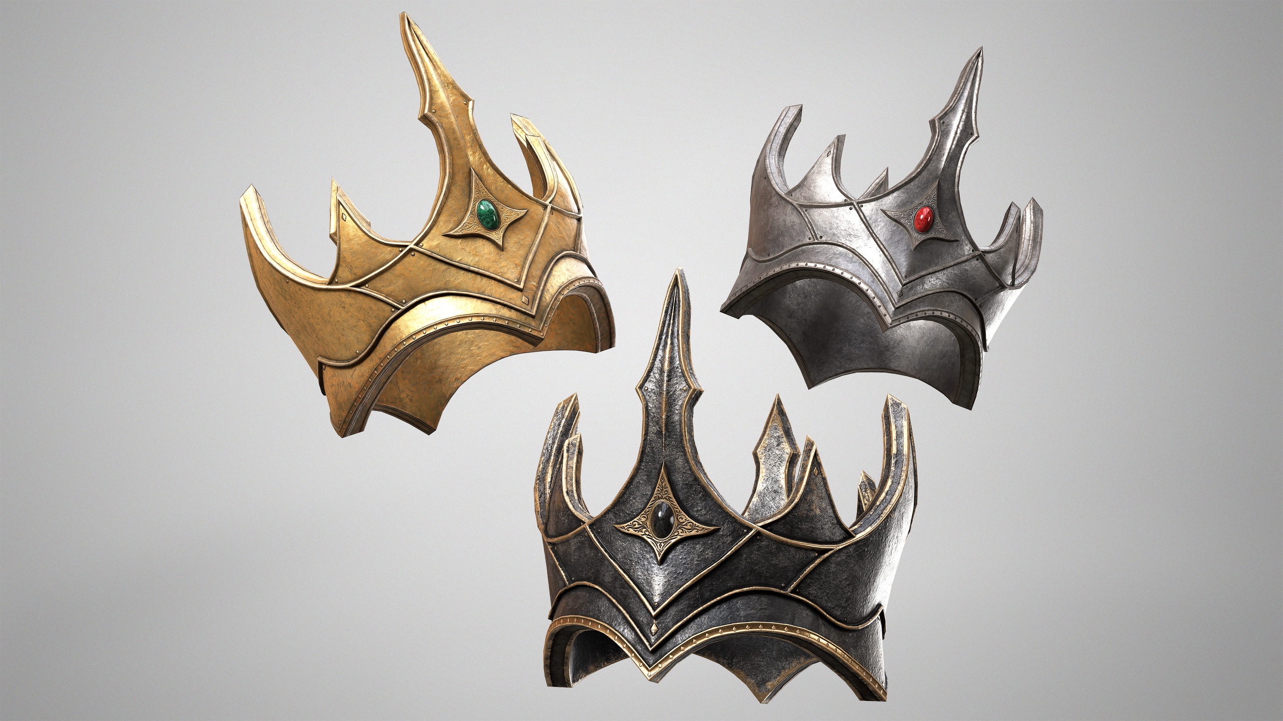 Media 1 for listing Dark Fantasy Crown - Medieval Royal Crown - 3 Colors AAA Gameready