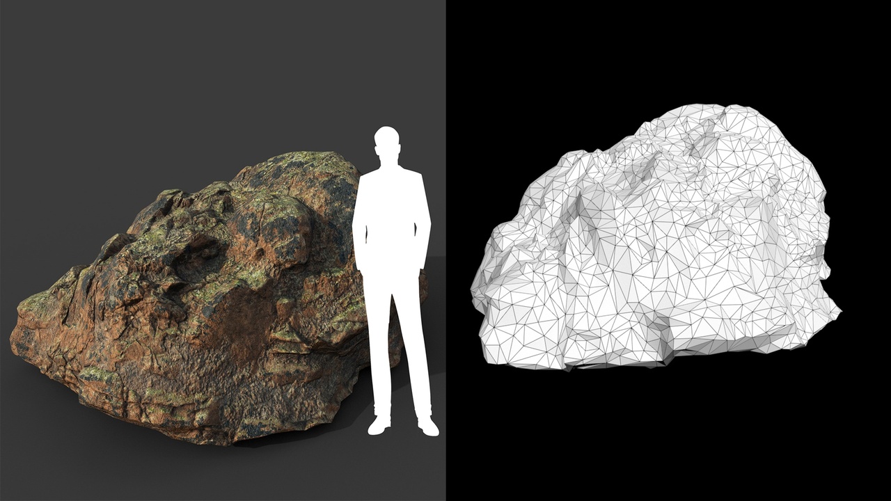 Media 1 for listing Low poly Brown Moss Rock B 210217