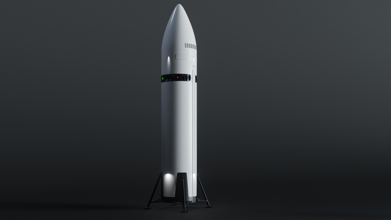 Media 1 for listing Futuristic Lunar Lander - Human Landing System - HLS Style - Modular Spacecraft