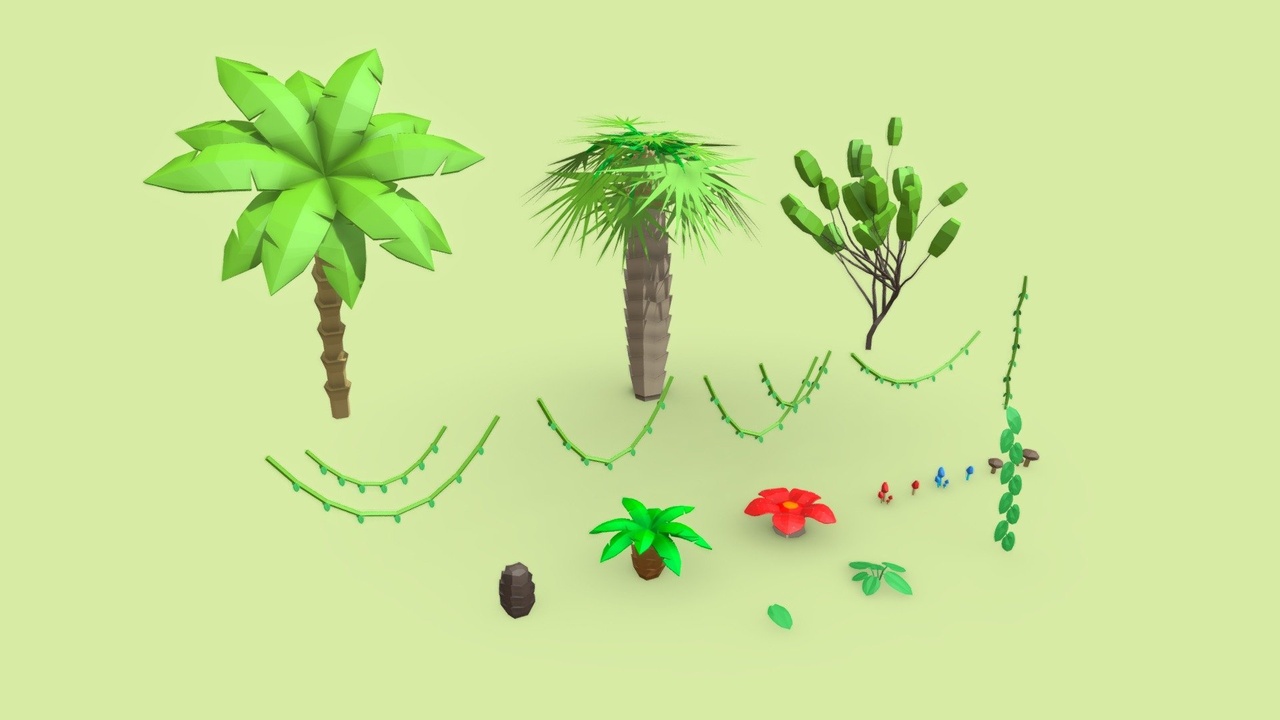 Media 1 for listing Low-Poly Tropical Asset Pack