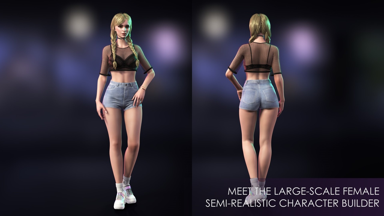 商品 Streetwear Girl 3-Casual Wear Girls Pack 1, Stylized Cute Pretty Woman Character 的媒体 1