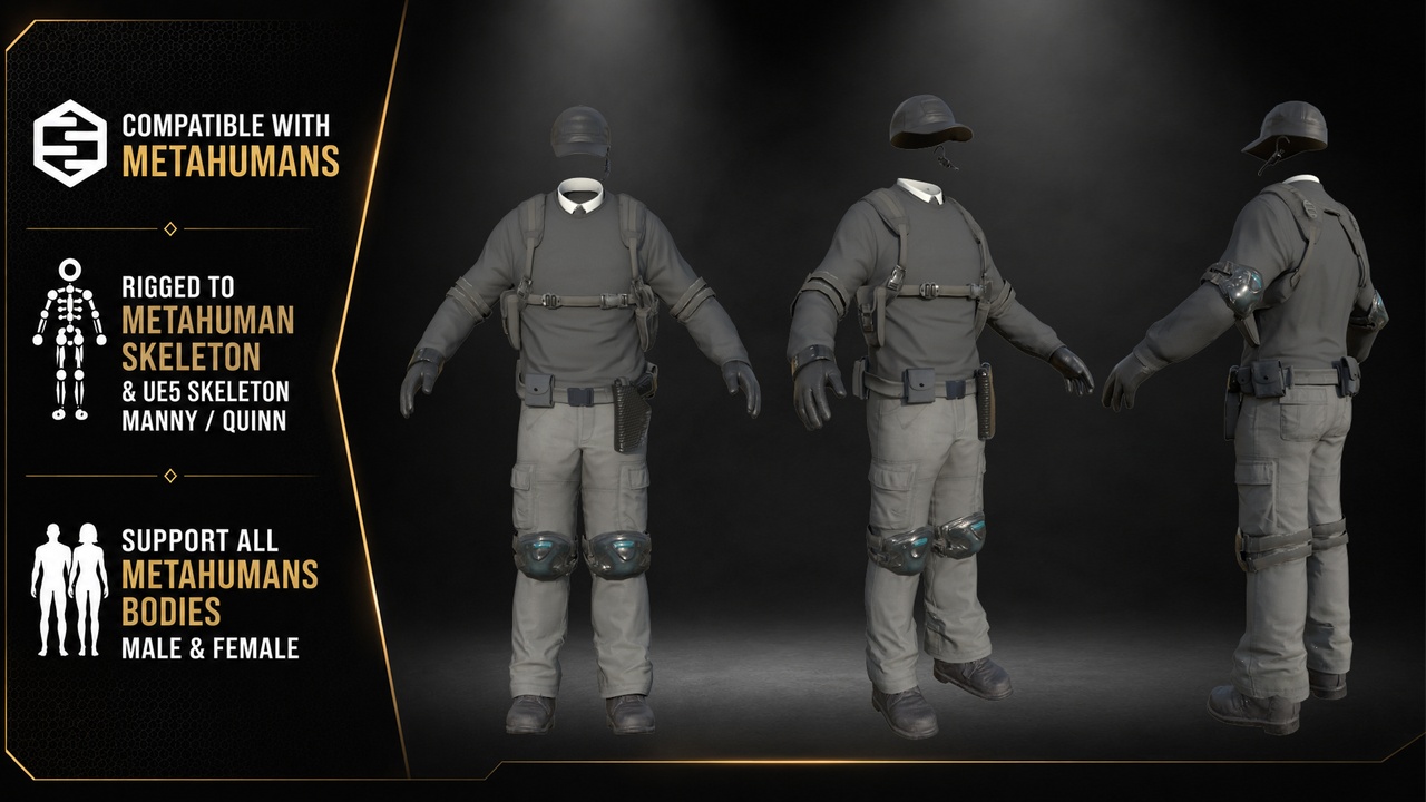 Media 1 for listing Tactical Operator Outfit for MetaHumans β UE5