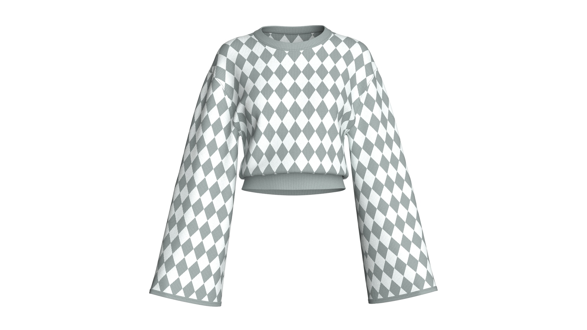 Media 1 for listing Girls Argyle Pattern Cropped Sweater | High Poly