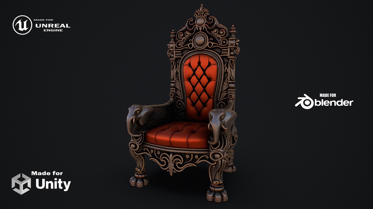Media 1 for listing Fantasy Throne 11 game ready 3d model