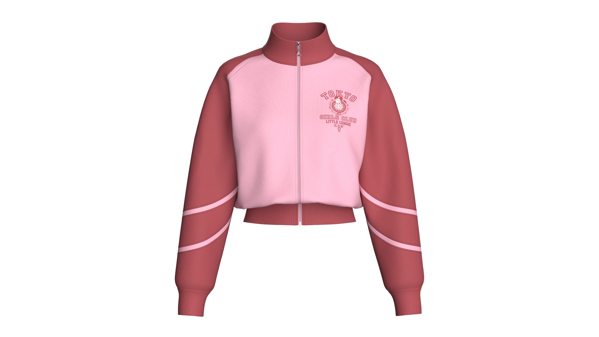 Media 1 for listing Girls Two Tone Cropped Zip - Up Track Jacket | High Poly