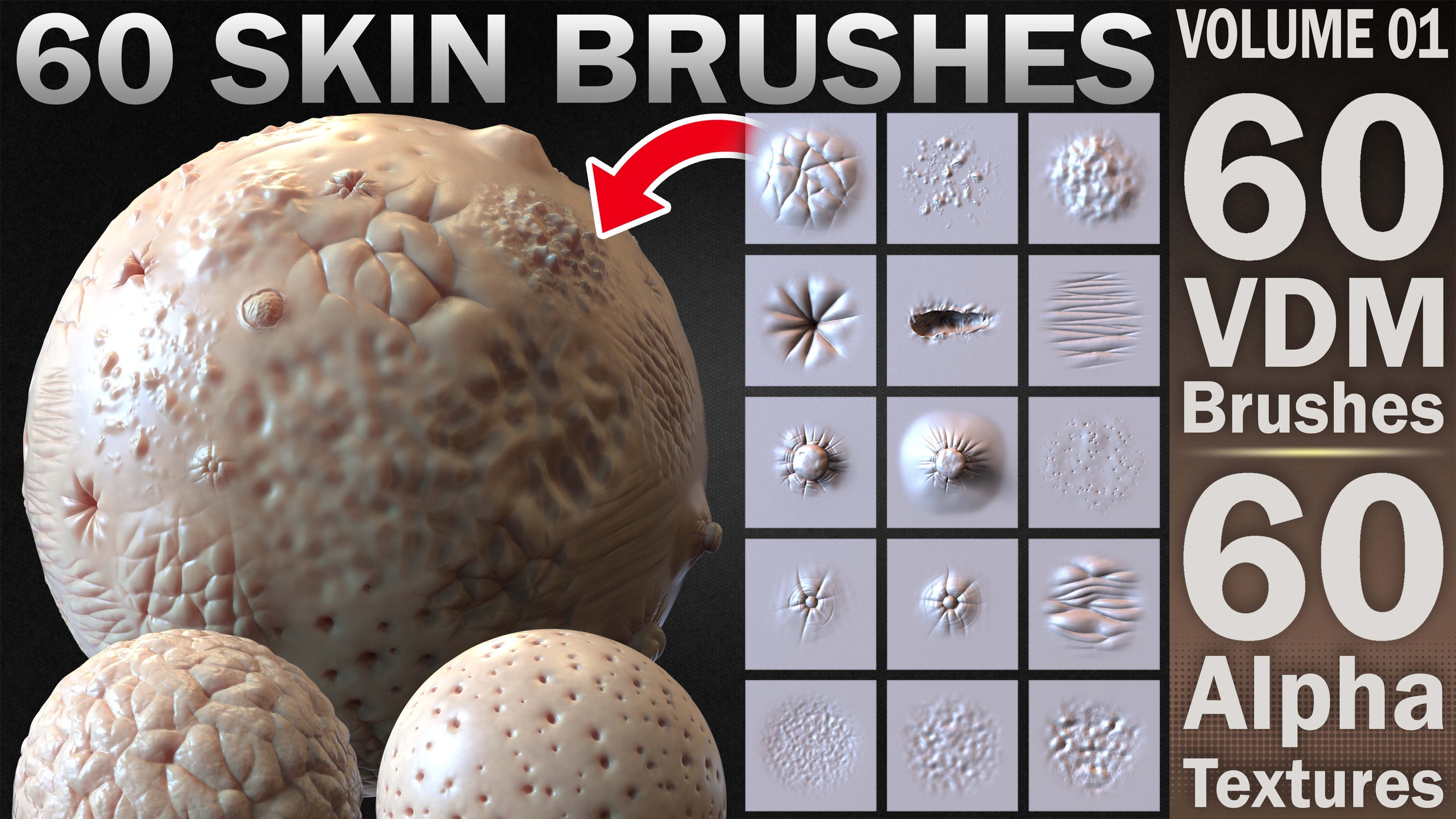 Media 1 for listing 60 Skin VDM Brushes and Alpha Textures Volume 01