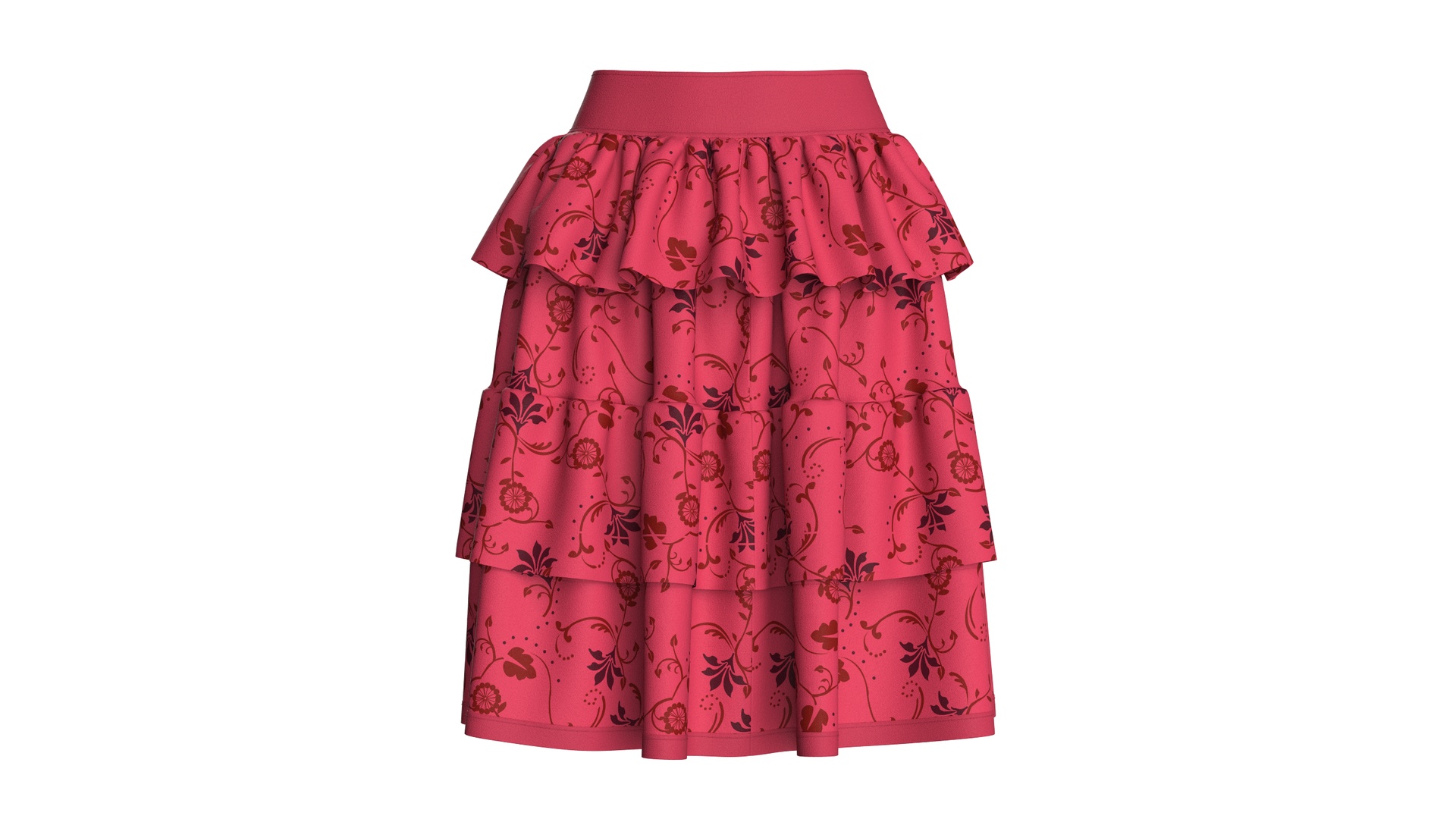 Media 1 for listing Girls Floral Printed Ruffled Midi Skirt | High Poly
