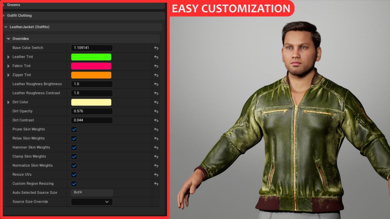 Media 1 for listing MetaHuman Leather Jacket (Customizable PBR)