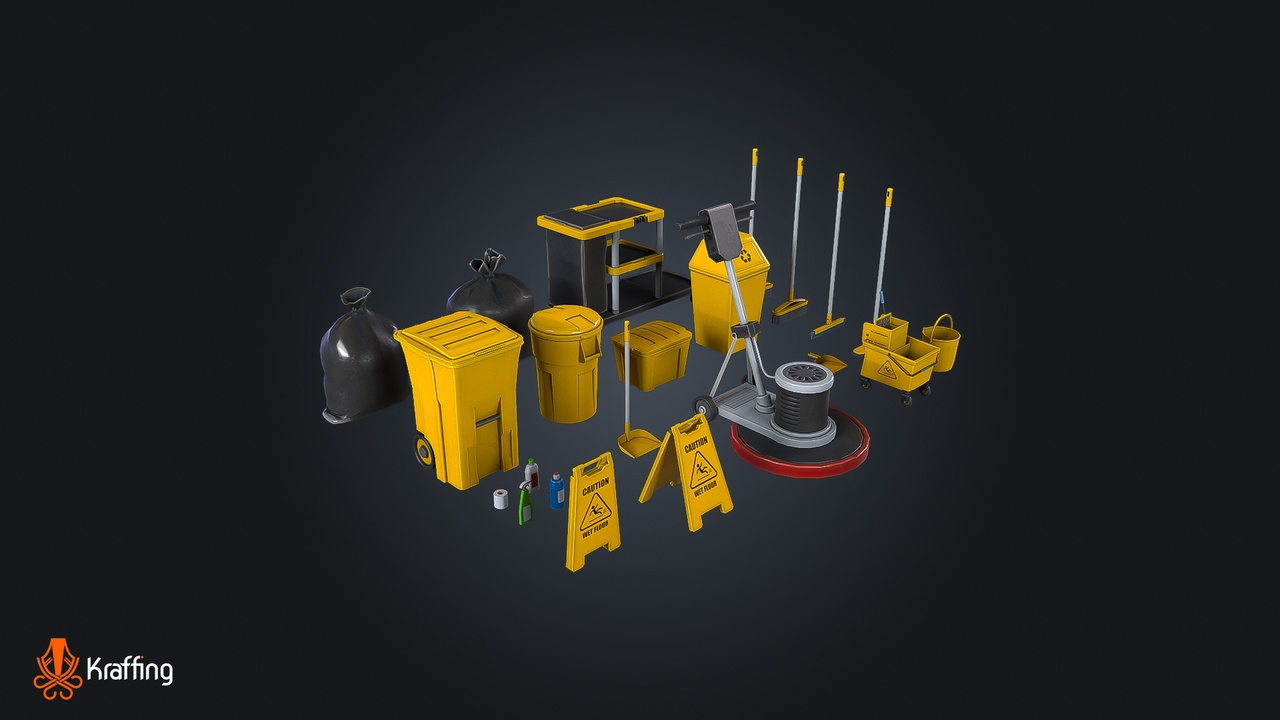 Media 1 for listing Commercial Cleaning Pack V1 – Equipment – Game Ready PBR