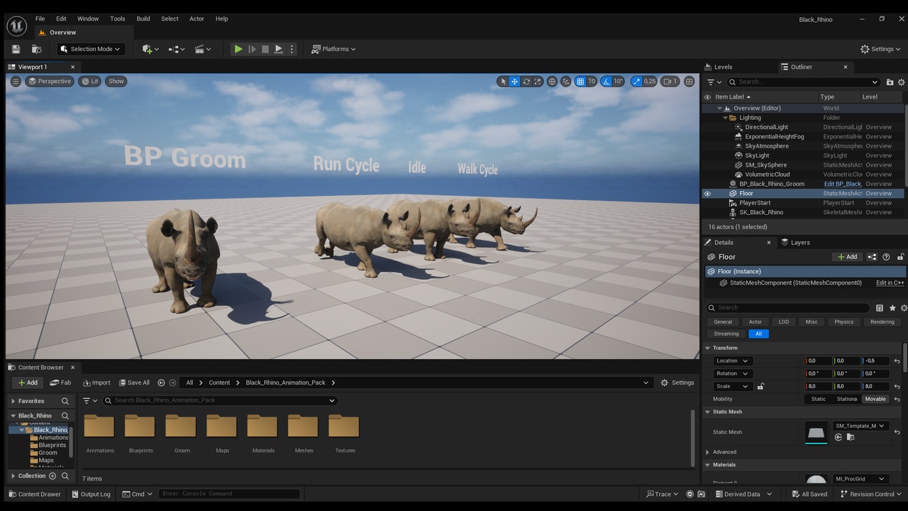 Media 1 for listing Bundle: Blender & Unreal Engine ready - Realistic Black Rhinoceros - Animated