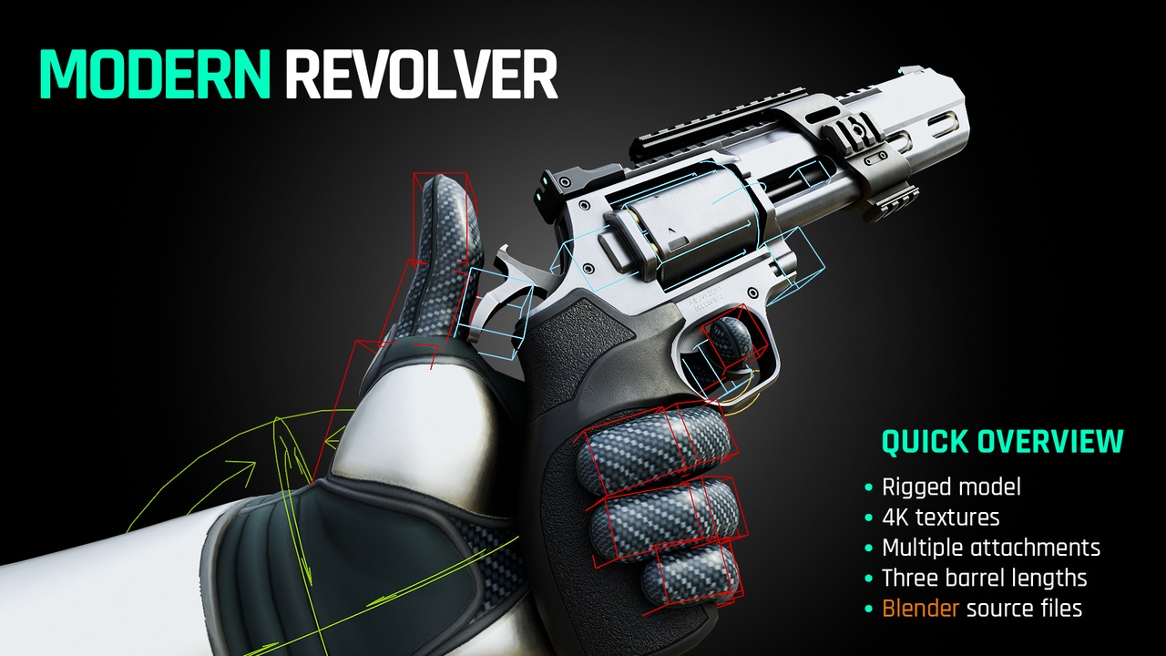Media 1 for listing Modern Revolver - Rigged & Game Ready Model