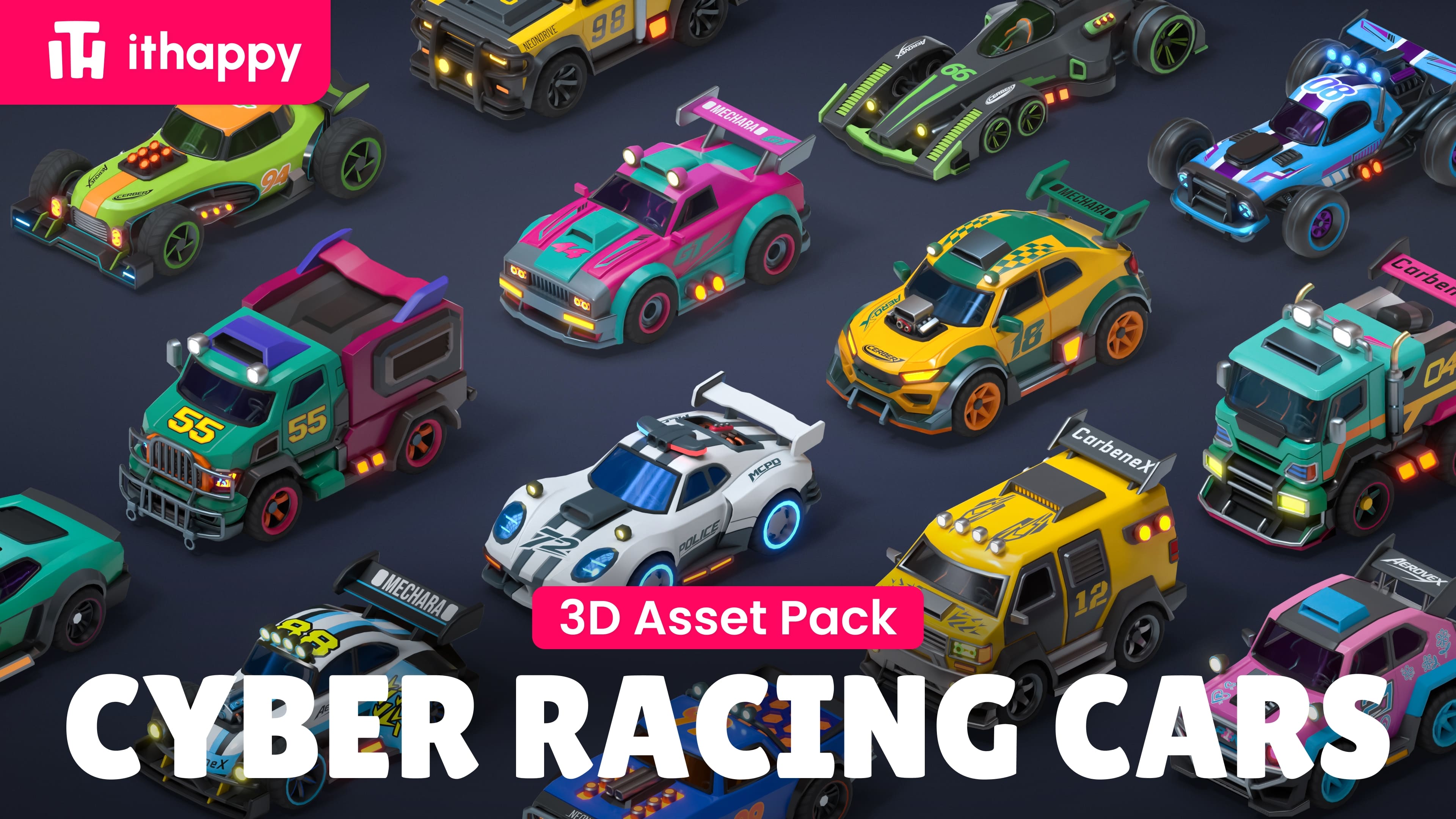 Modular Cyber Racing Cars - Low Poly 3D Models | Fab
