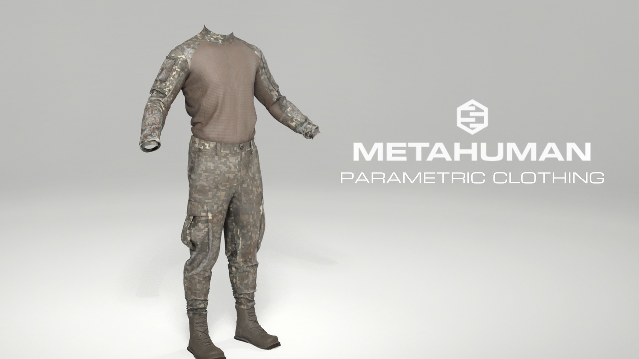 Media 1 for listing Basic Fatigue Outfit #10 for MetaHumans | Parametric Clothing