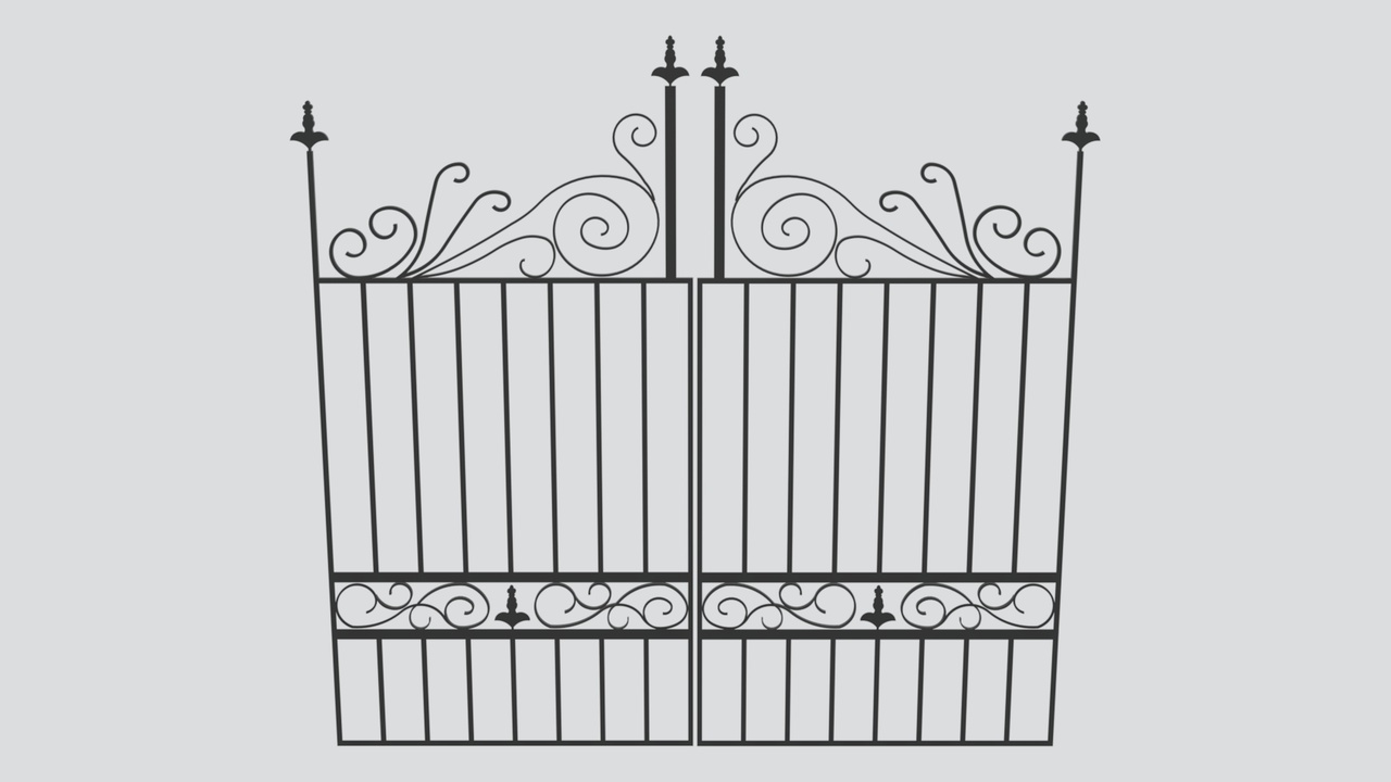 Media 1 for listing Ornate Wrought Iron Double Gate 3D Model