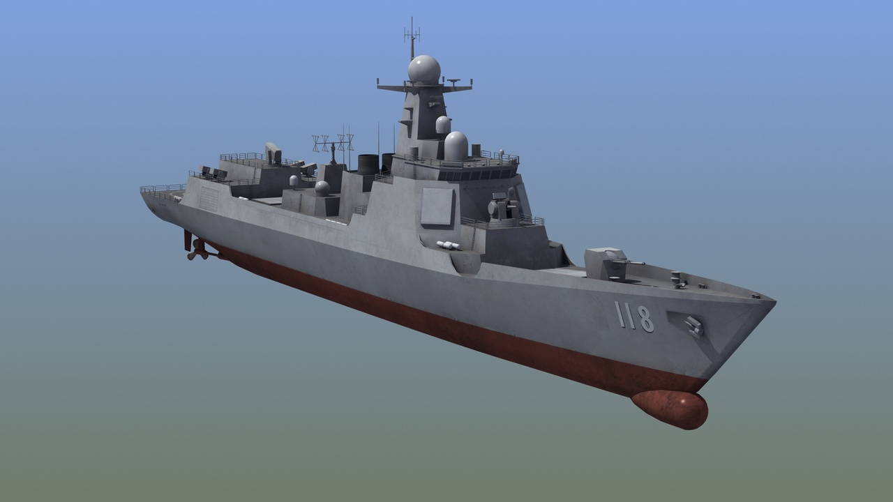الوسائط 1 للقائمة Type 052D Chinese Navy DDG Destroyer Game Ready 3D Model