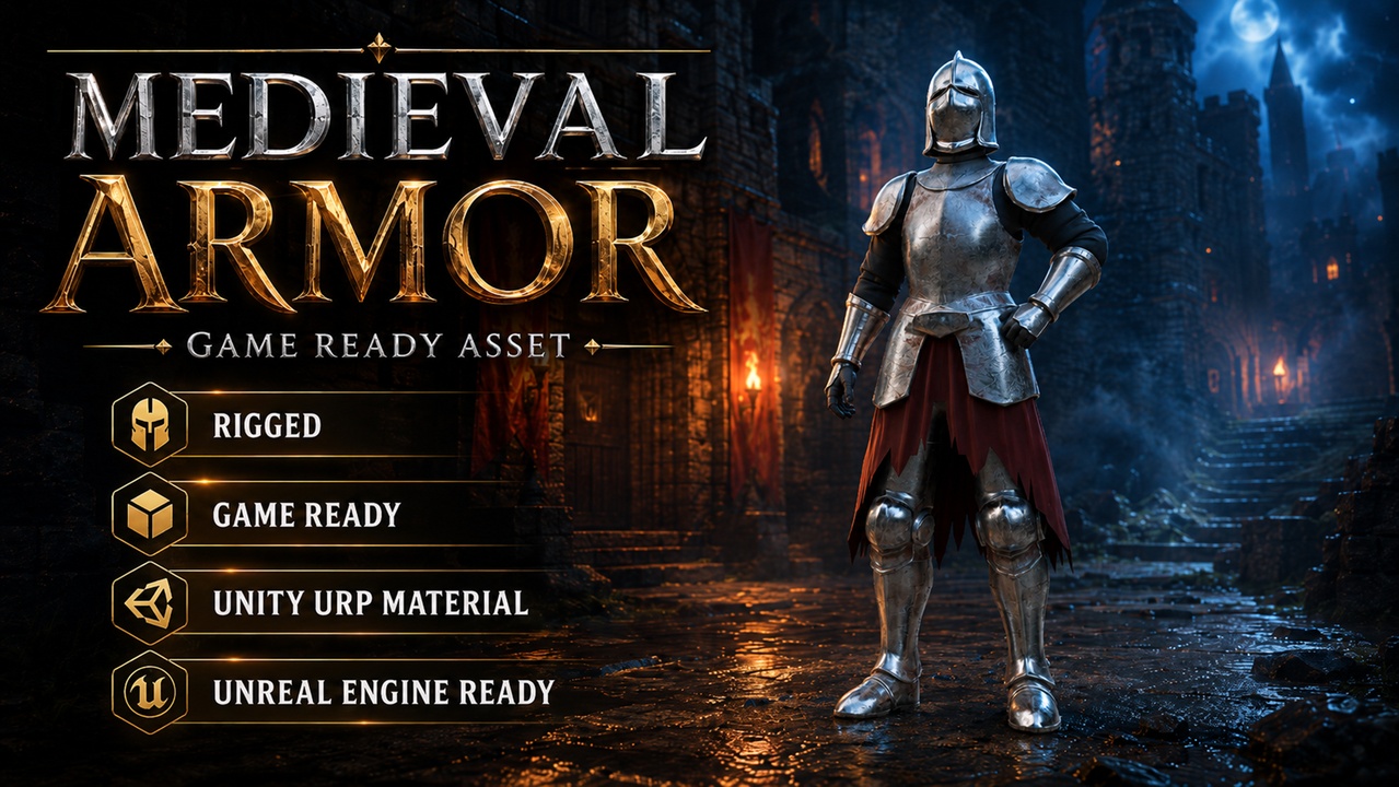 Media 1 for listing Game Ready Medieval Armor for Unreal Engine 5 & Unity