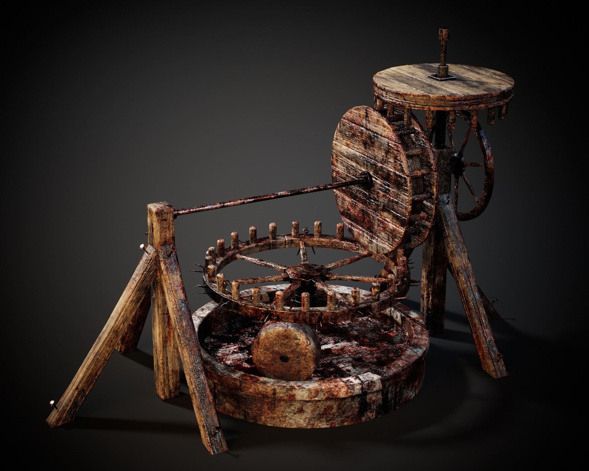 Media 1 for listing Medieval Spiked Breaking Wheel Mill Torture Device