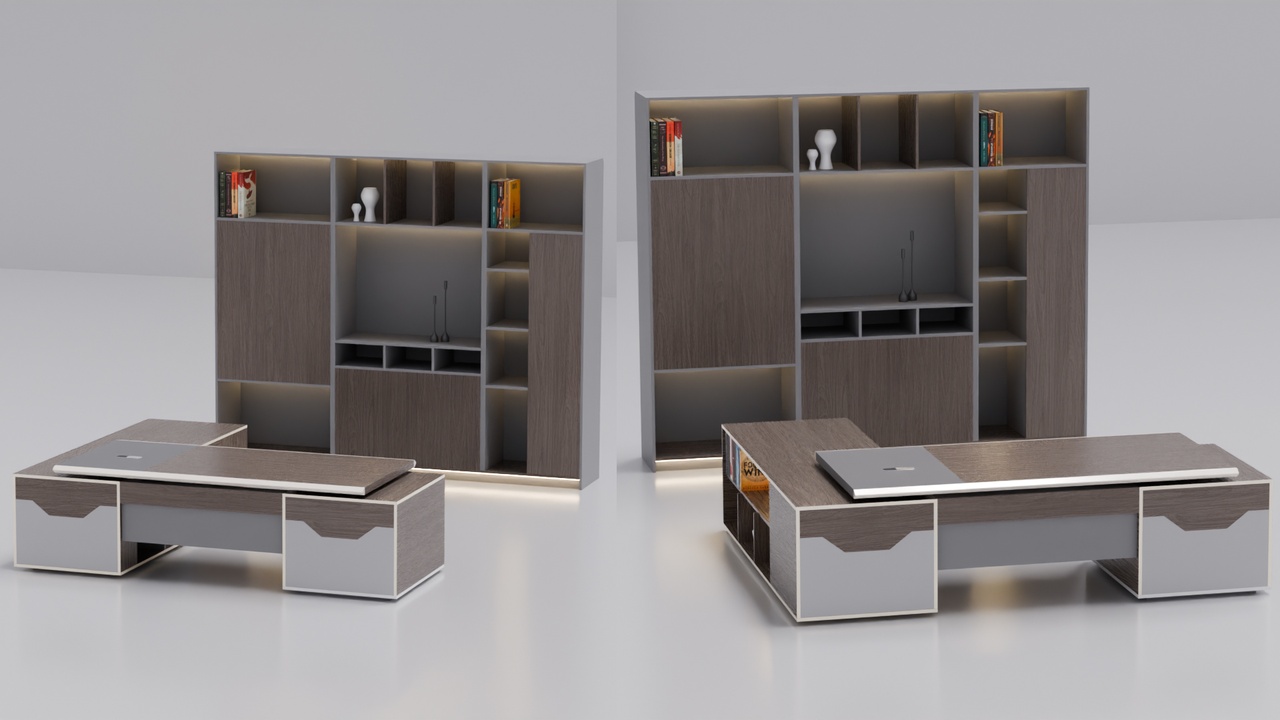 Media 1 for listing Executive Office Desk & Integrated Wall Cabinet