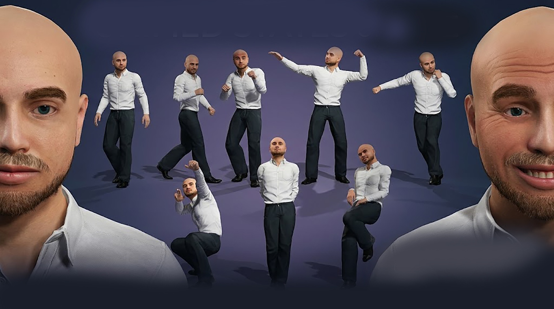 Media 1 for listing Rigged Bald Male Character Smart Casual Man 3D Model with Facial Rig
