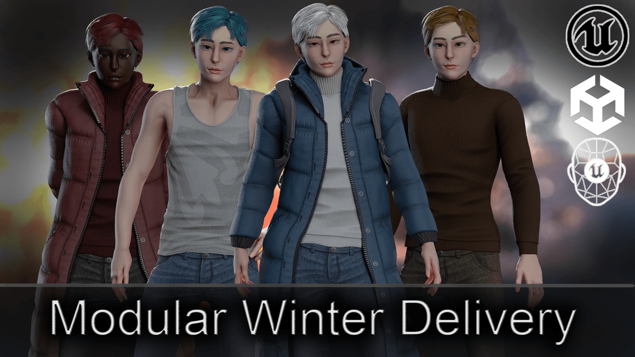 Media 1 for listing Winter Student Man – Modular Game Character