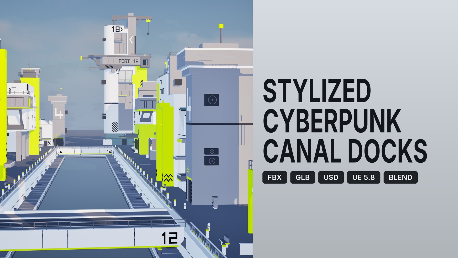Media 1 for listing Stylized Cyberpunk - Canal Docks