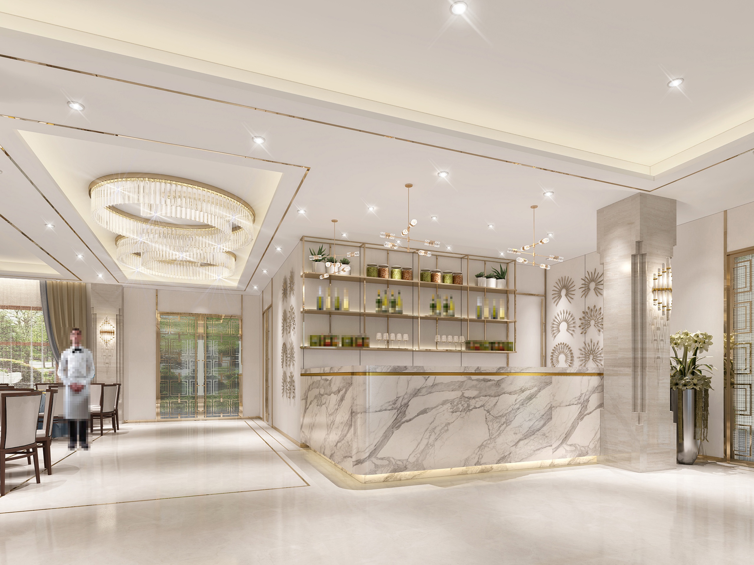 Media 1 for listing Luxury Hotel Restaurant Interior with Reception Bar