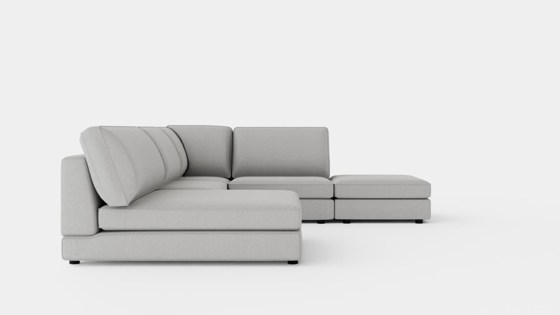 Modular Sofa With Divan Reversible Velvet Light Gray | Fab