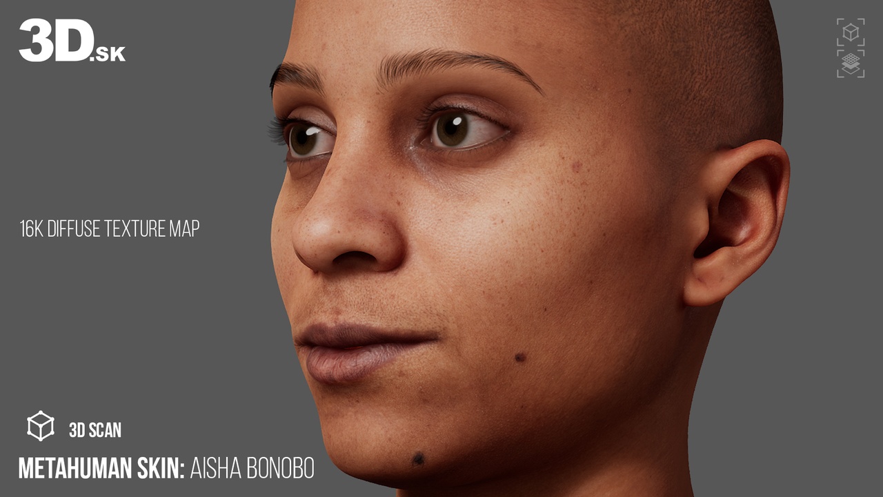 Media 1 for listing 16K MetaHuman Female Identity Texture + RAW Head Scan (Aisha Bonobo)