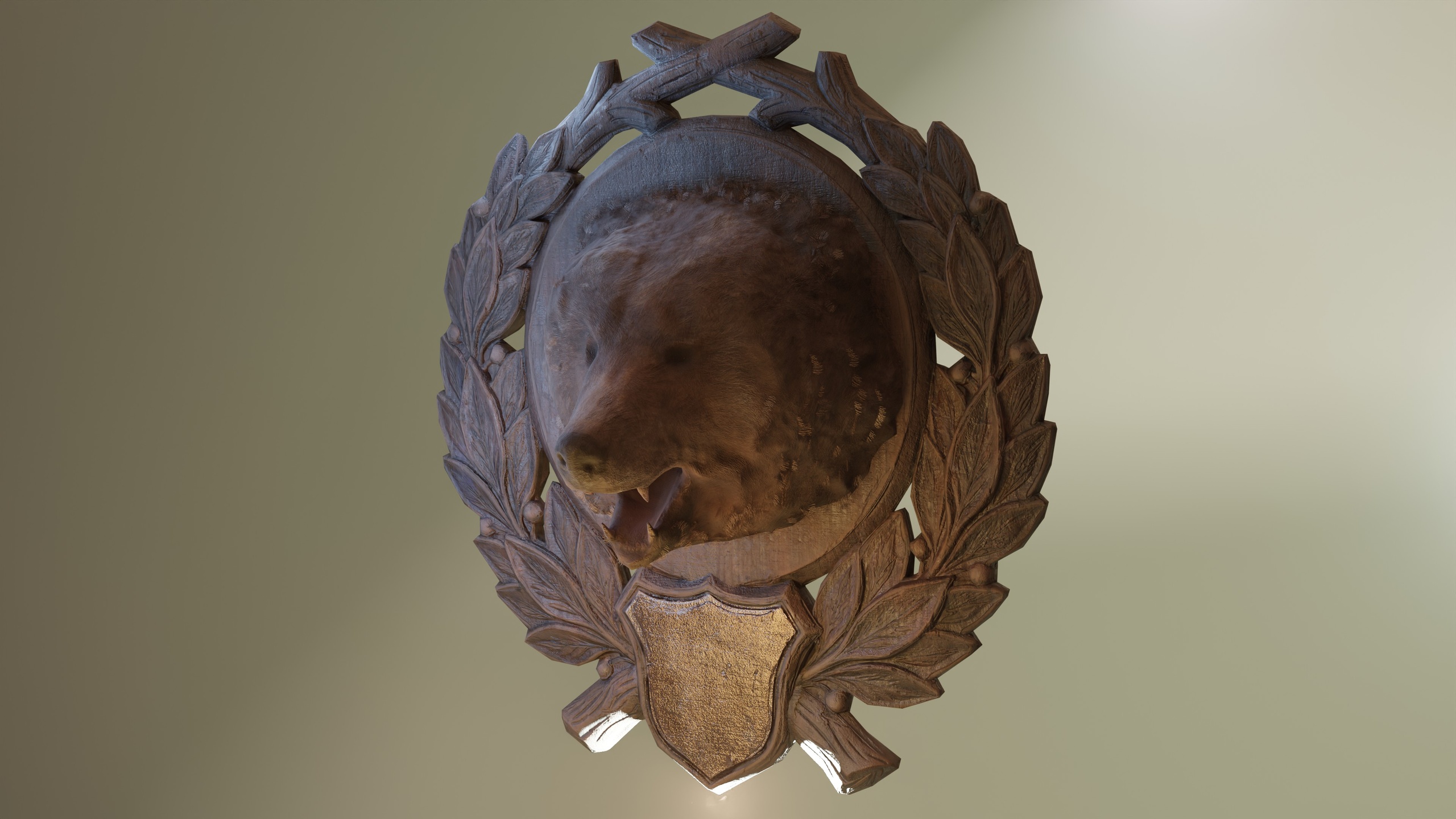 Media 1 for listing Roaring Bear Taxidermy Trophy Wall Plaque PBR 4K Photogrammetry with Hair cards