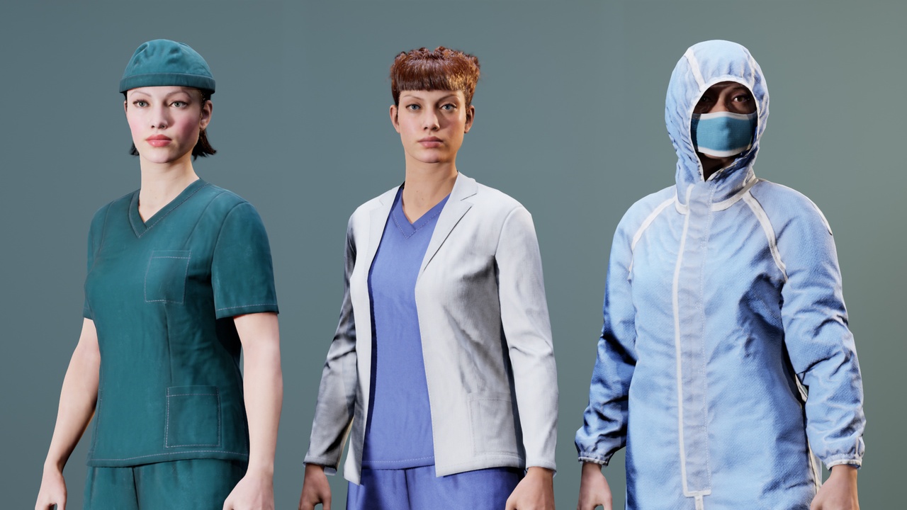 Media 1 for listing Parametric Female Medical Staff Outfit Pack for MetaHuman (Metahuman Clothing)