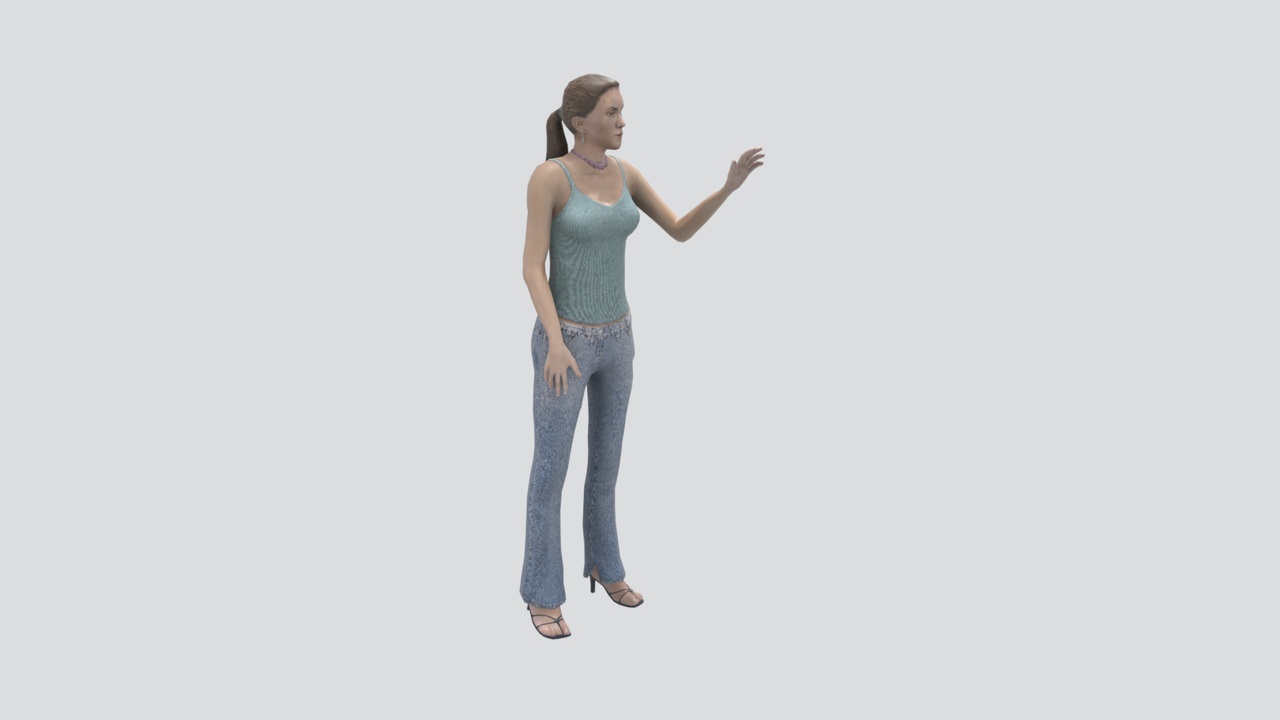 Media 1 for listing Casual Young Woman in Tank Top and Jeans 3D Model