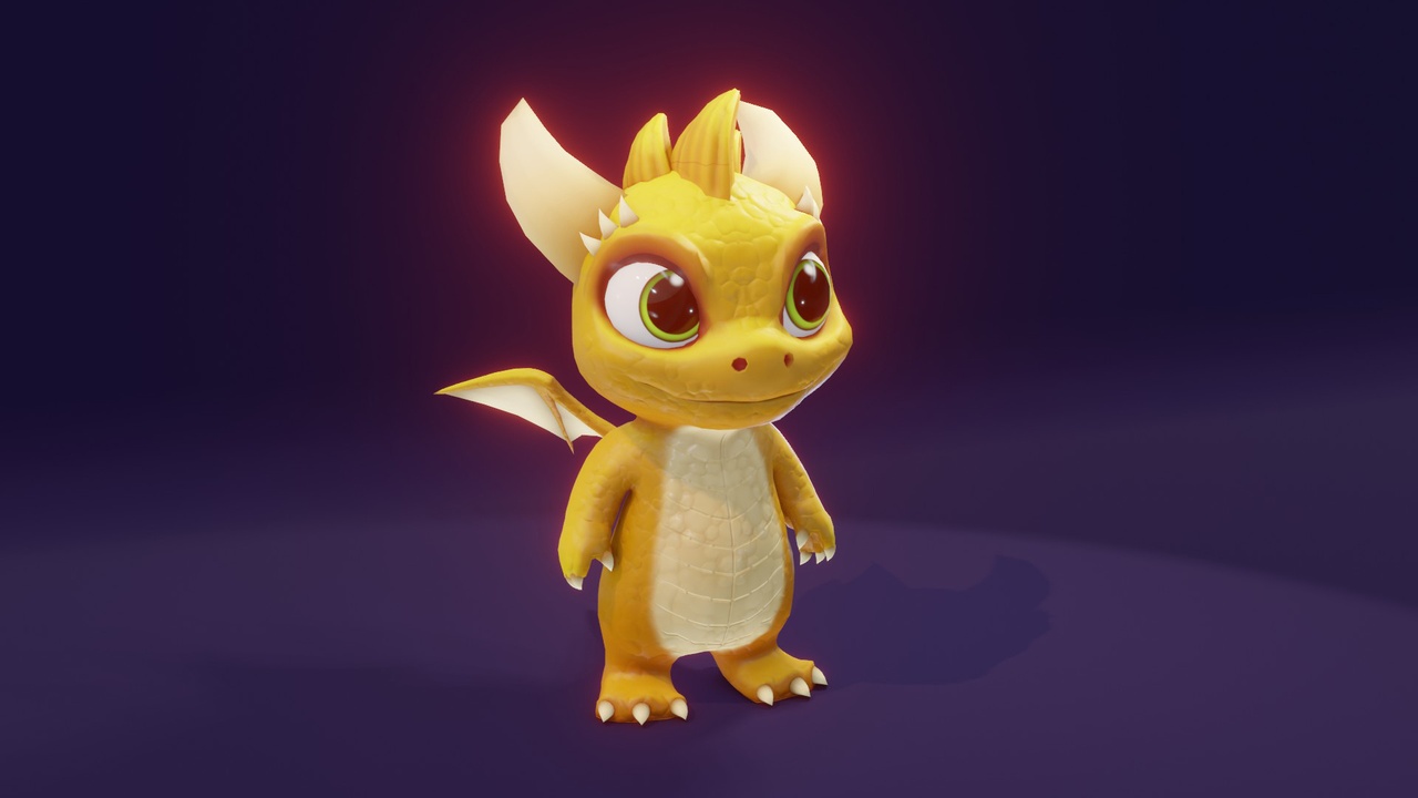 商品 Cartoon Baby Dragon 3d Model (Yellow) 的媒体 1