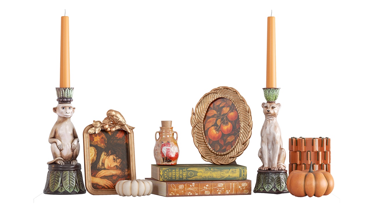 Media 1 for listing Vintage Decorative Set with Candle Holders and Animal Figurine