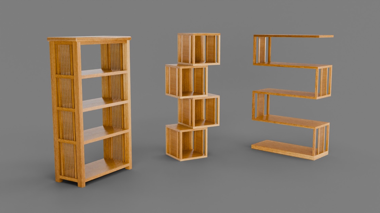 Media 1 for listing Stylized Slatted Wooden Shelving Pack