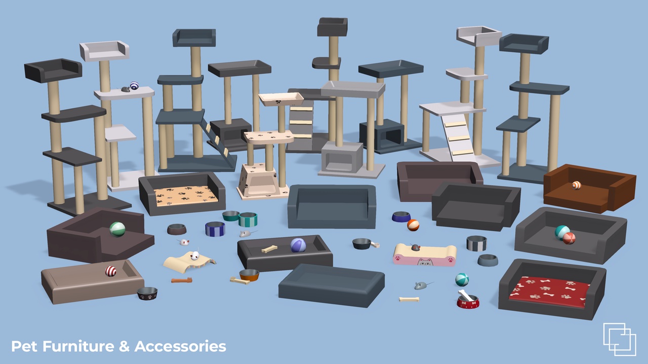 出品Pet Furniture & Accessories - Low Poly House Itemsのメディア1