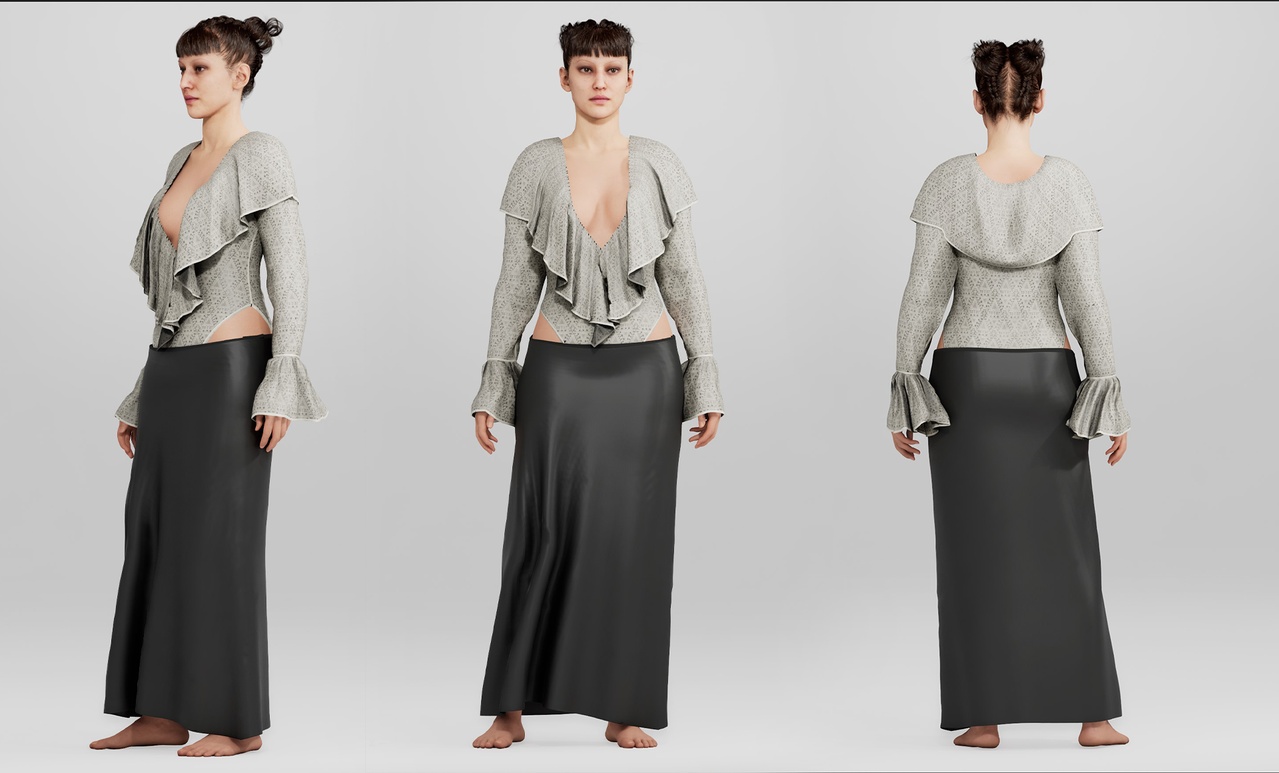 Media 1 for listing Lace jumpsuit with Skirt - Parametric & Game-Ready MetaHuman Outfit (Chaos Cloth