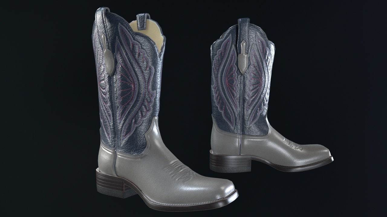 Media 1 for listing Grey Stitch Cowgirl Boots
