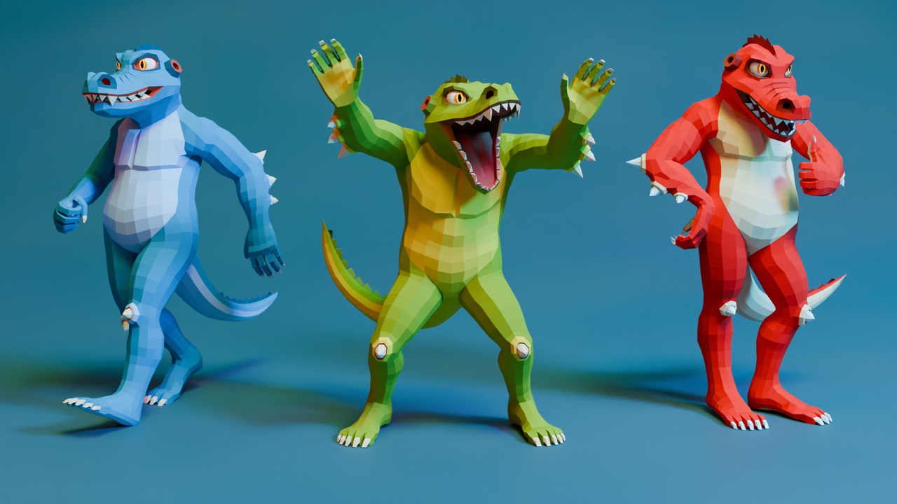 Media 1 for listing Crocodile Man Monster - low-poly stylized
