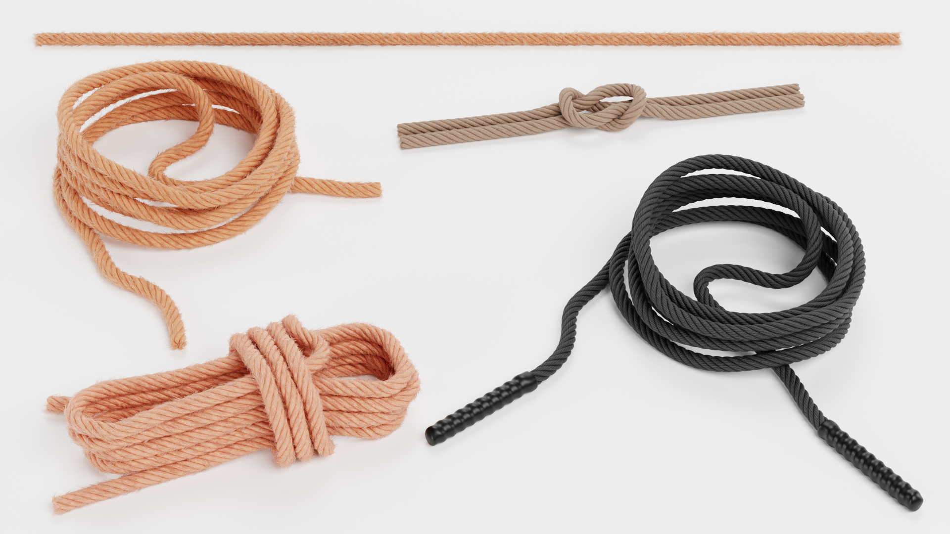 5 Ropes - Coiled and Knotted and Straight Arrangements | Fab