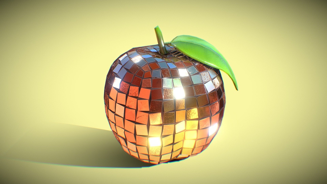 Media 1 for listing Disco Peach - Low Poly Decorative Model with Rotating Animation for Event Partie