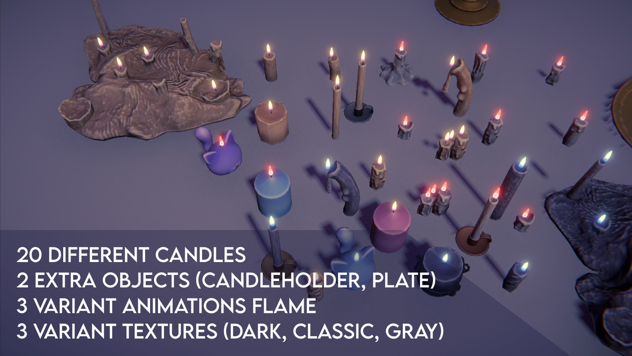 Media 1 for listing Stylized Candle Pack – 20+ Game-Ready Props (Unity & Unreal)