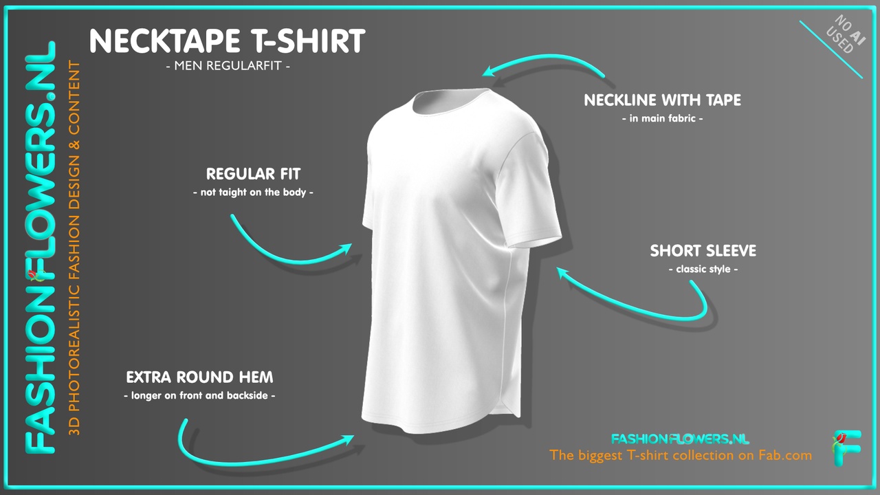 Media 1 for listing White Colour Extra Round Hem T-shirt | Basic Round Neck | Short Sleeves Tshirt