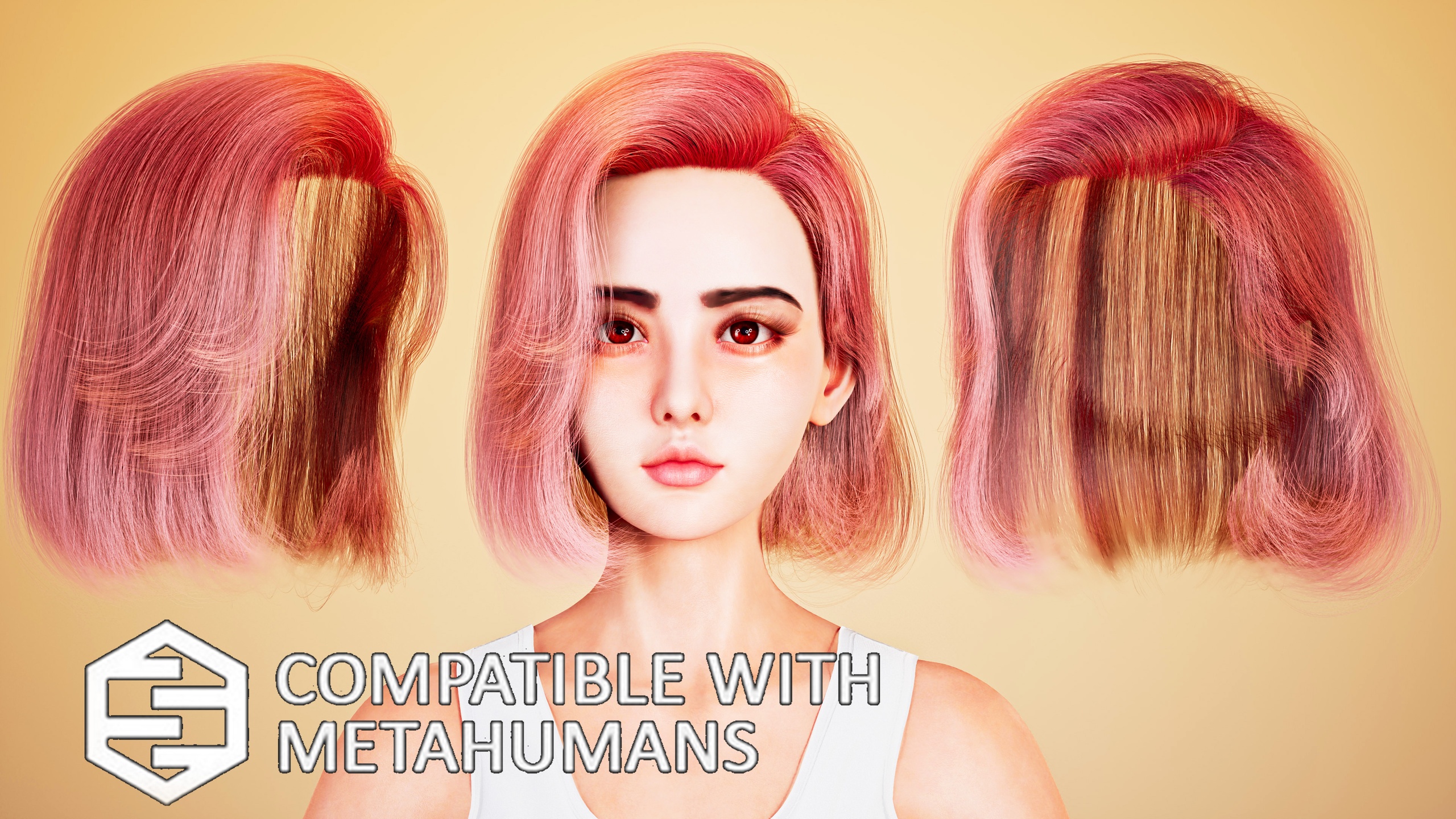 Media 1 for listing Real-time Side-Part Bob Hair For Metahuman