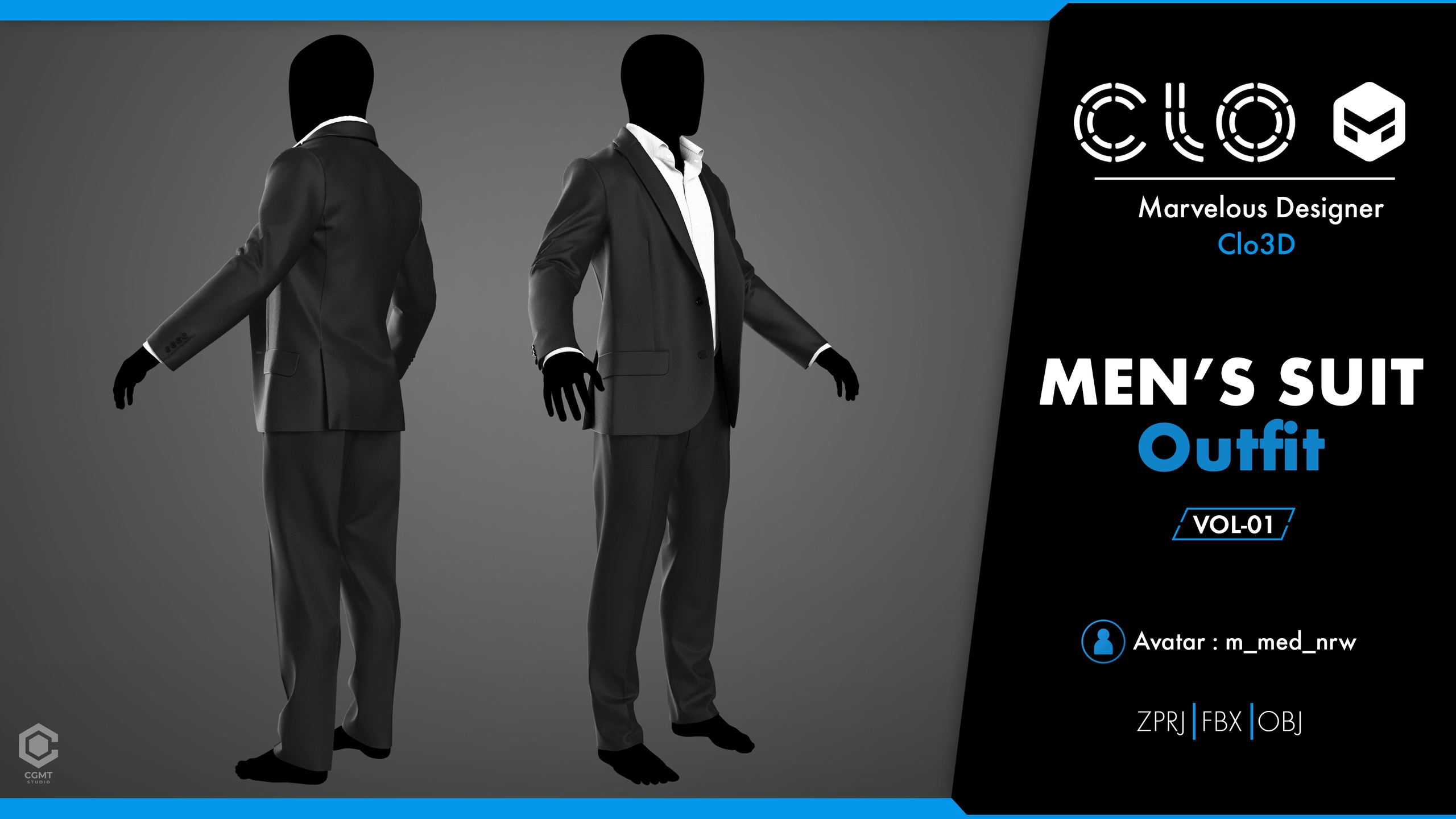 Media 1 for listing Men's suit Marvelous Designer / CLO Project file