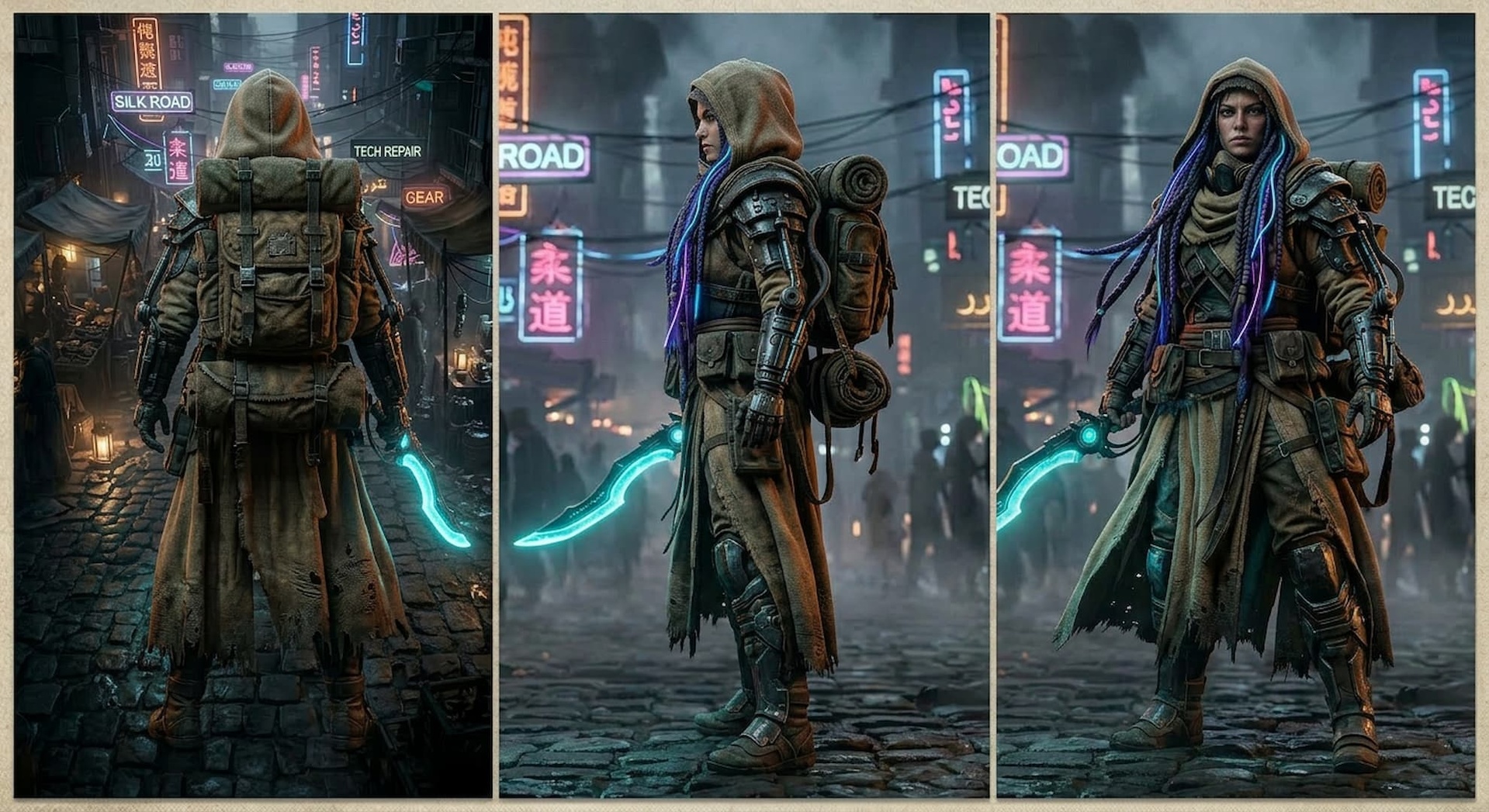 Media 1 for listing Cyber-Silk Road Nomad: Sci-Fi Desert Warrior (Unrigged Base Mesh) FBX
