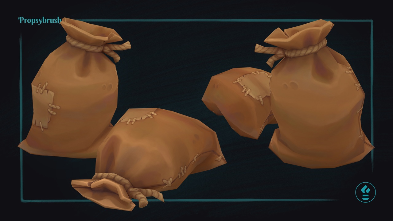 Media 1 for listing Low Poly Stylized Rustic Sack – Handpainted Game-Ready 3D Asset