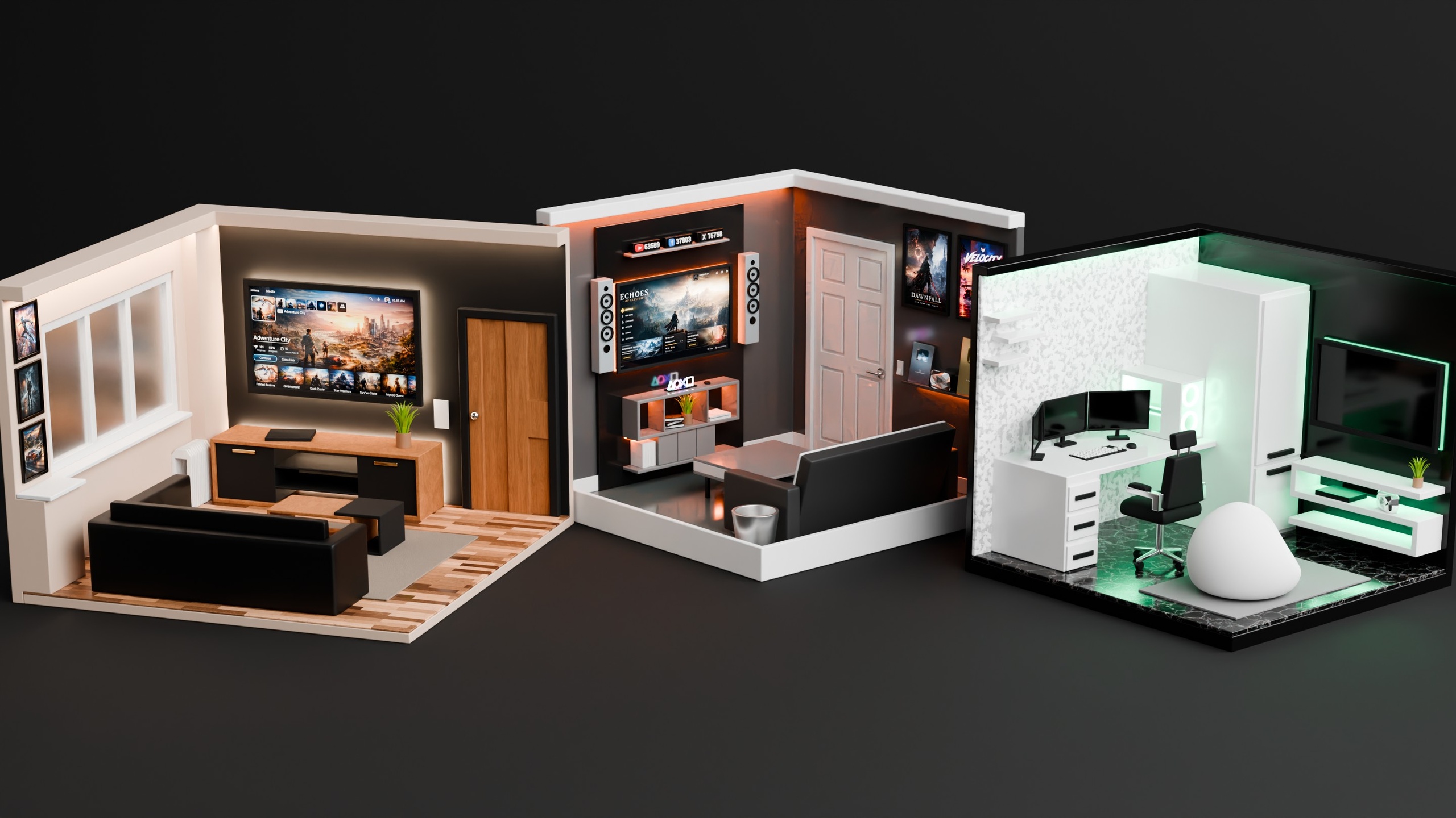 Media 1 for listing 3D Isometric Gaming Room Collection